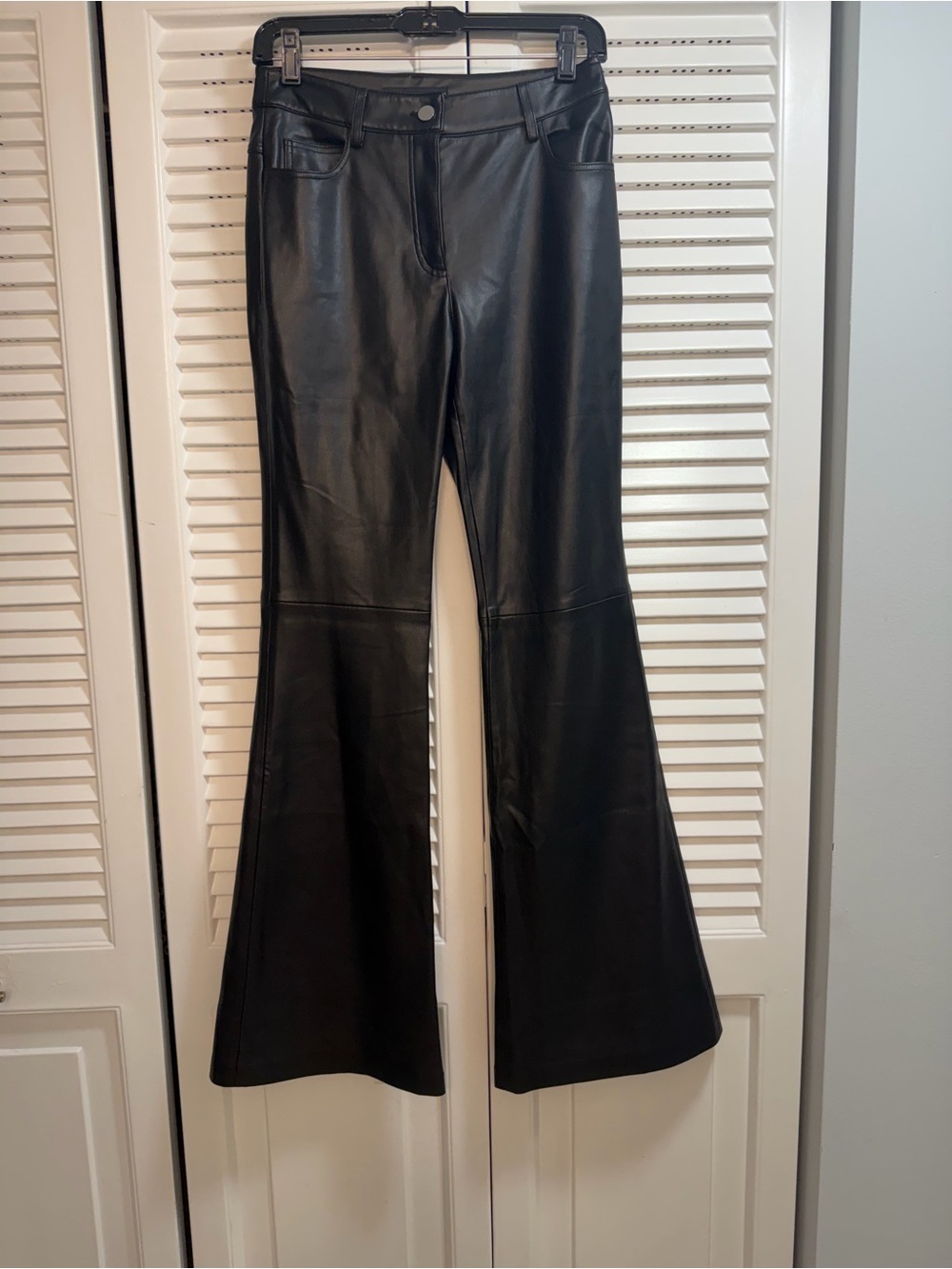 Mango Black Faux Leather Flared Jeans